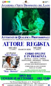 Locandina corsi per Attore e Regista - Accademia dArte Drammatica del Lazio